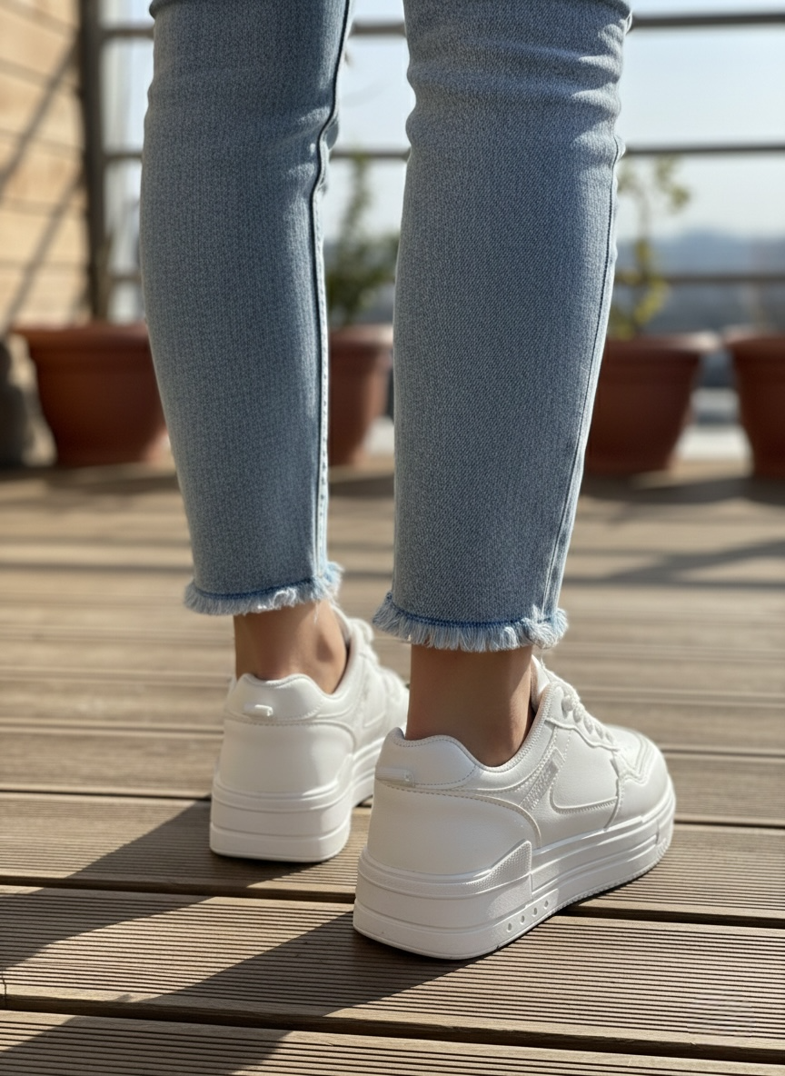 Adidași damă alb din piele ecologică Shift