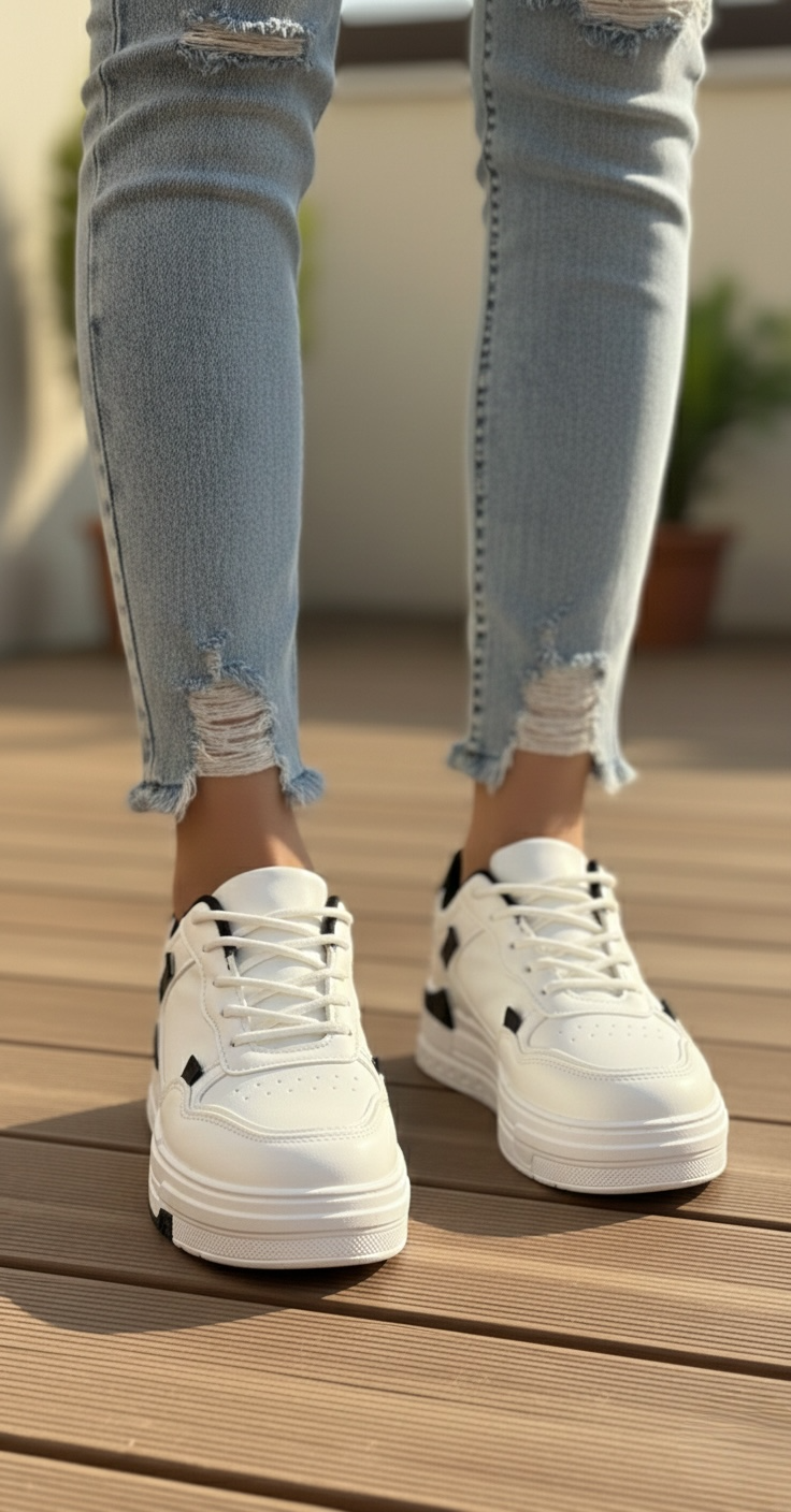 Adidași damă albi cu detalii negre Shift