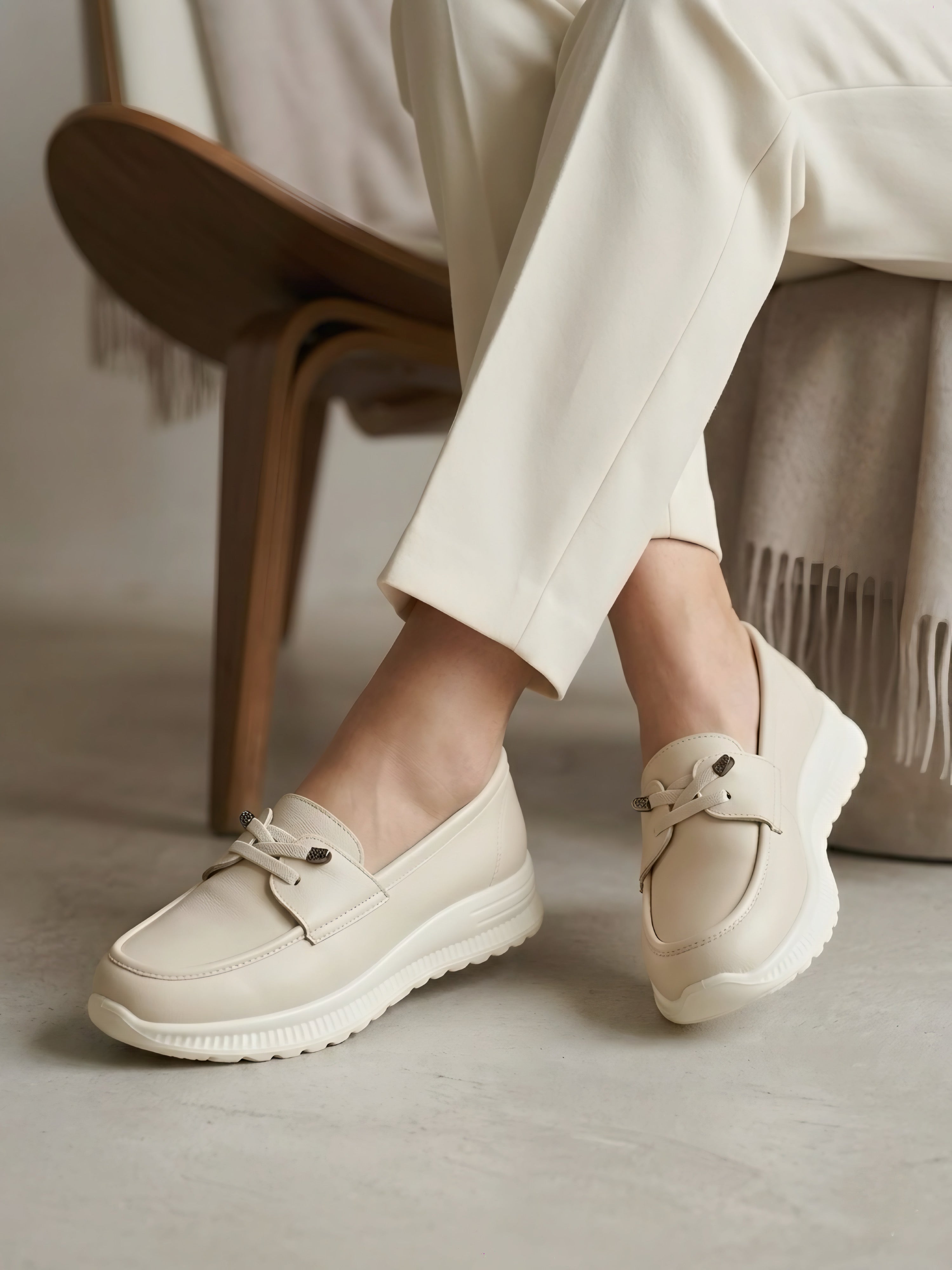 Pantofi Casual Damă Crem cu Talpă Flexibilă FREYA