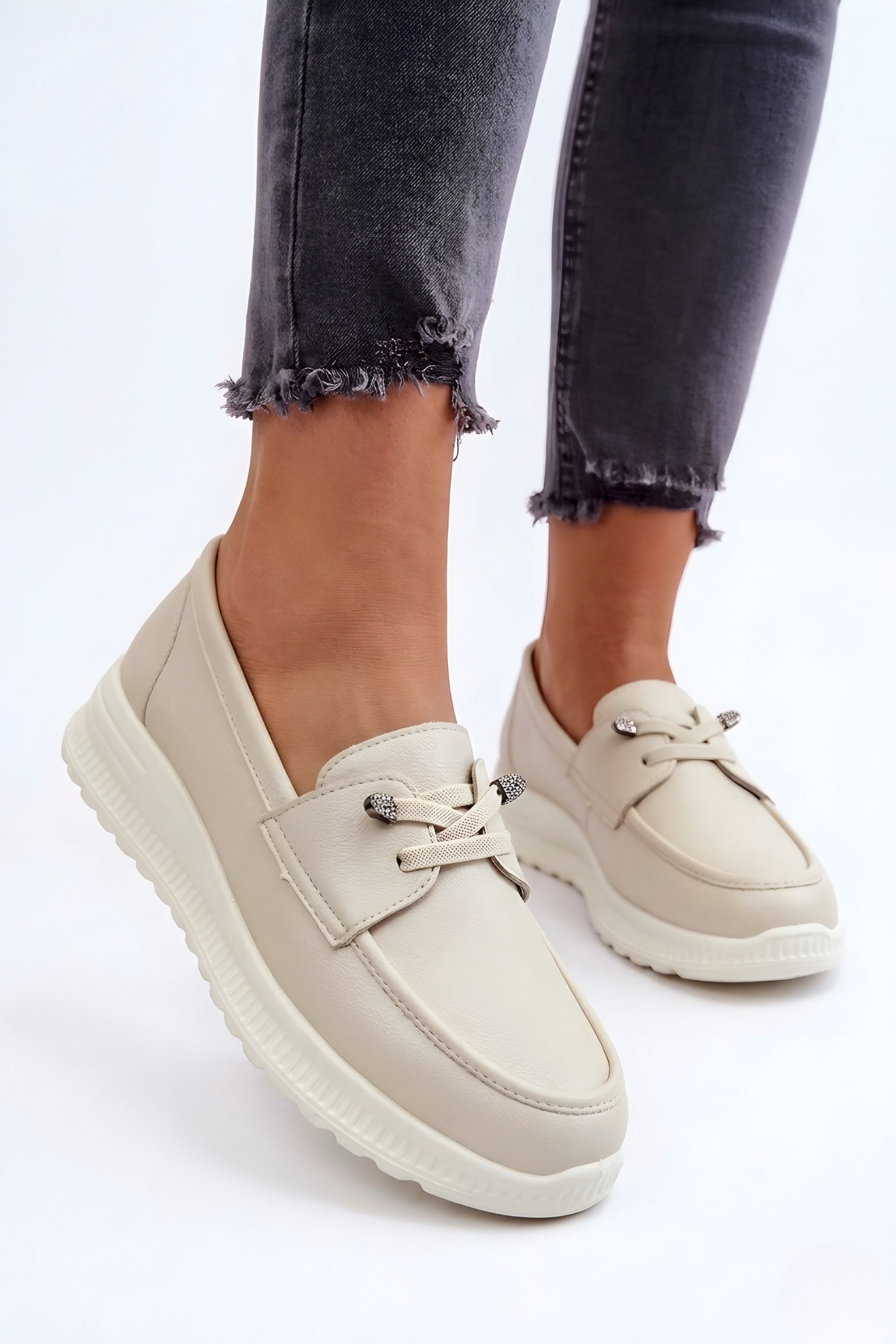 Pantofi Casual Damă Crem cu Talpă Flexibilă FREYA