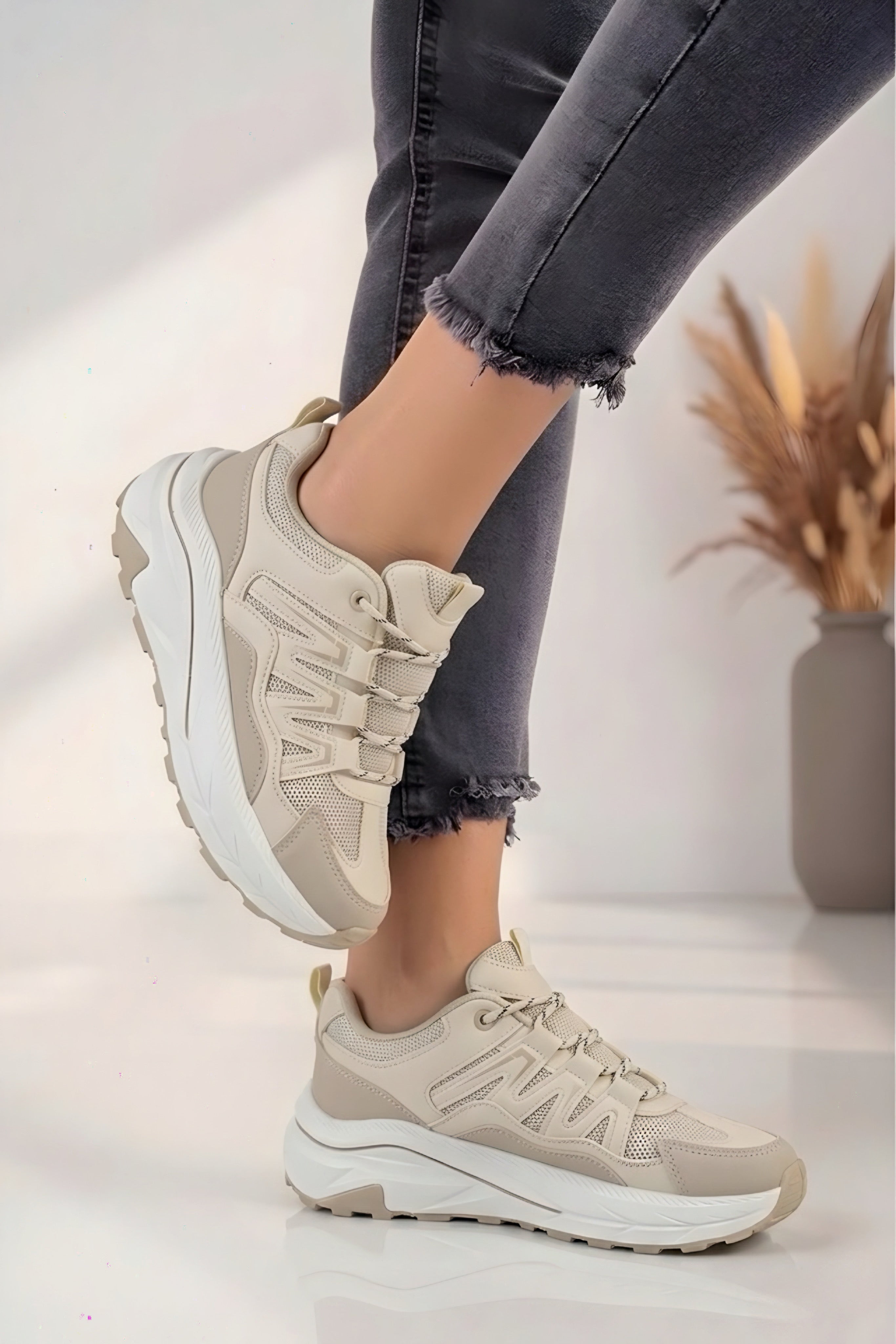 Adidași damă crem cu talpă groasă Kyro