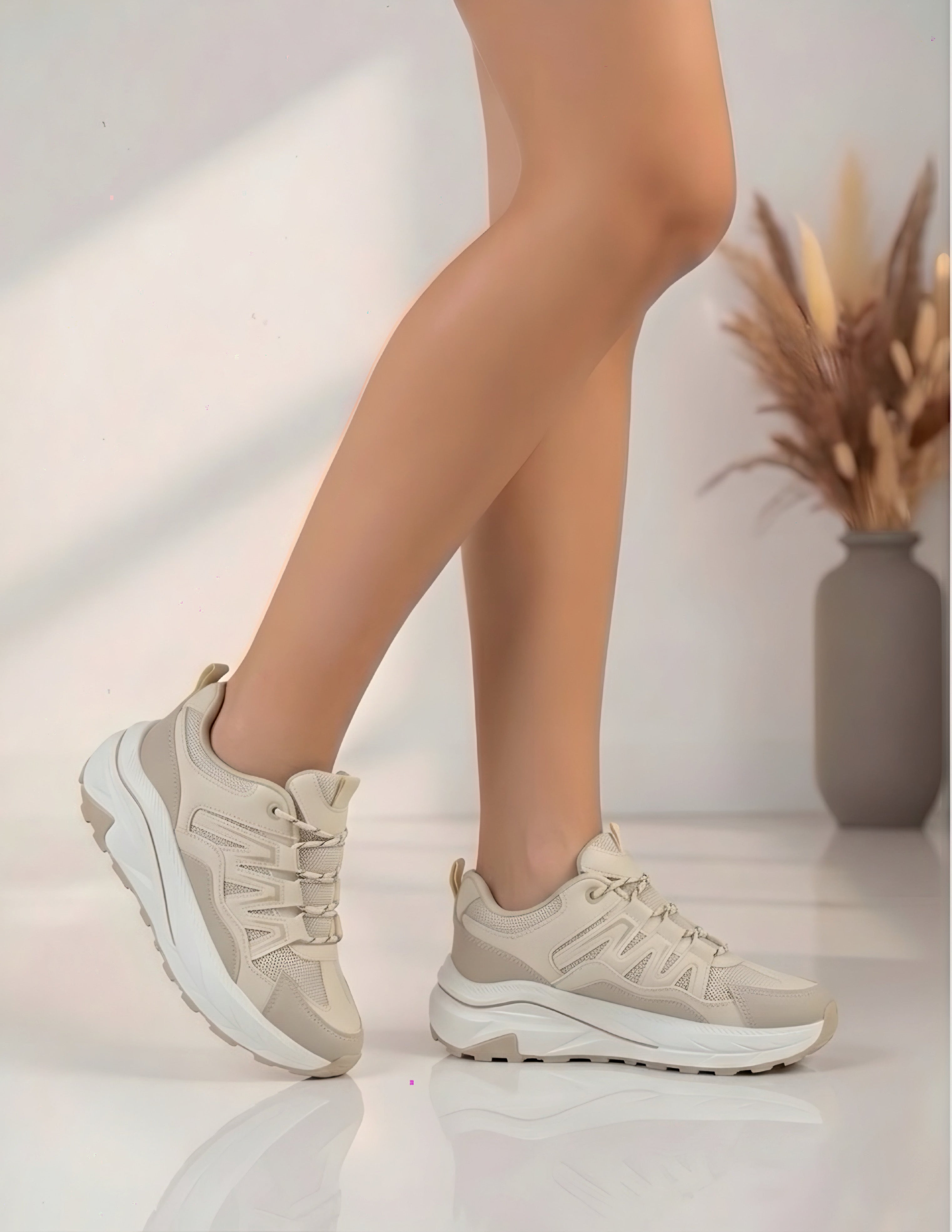 Adidași damă crem cu talpă groasă Kyro