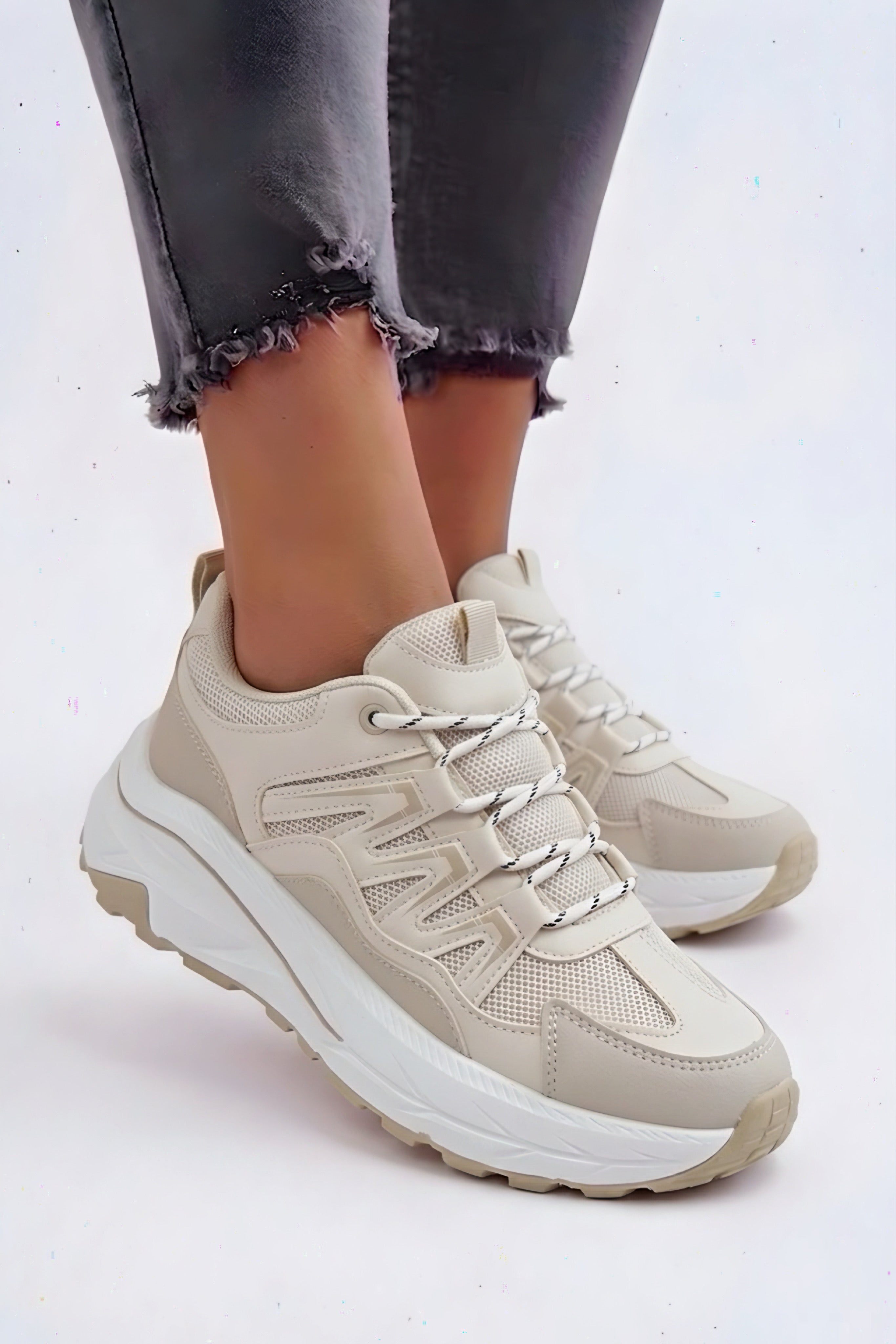 Adidași damă crem cu talpă groasă Kyro