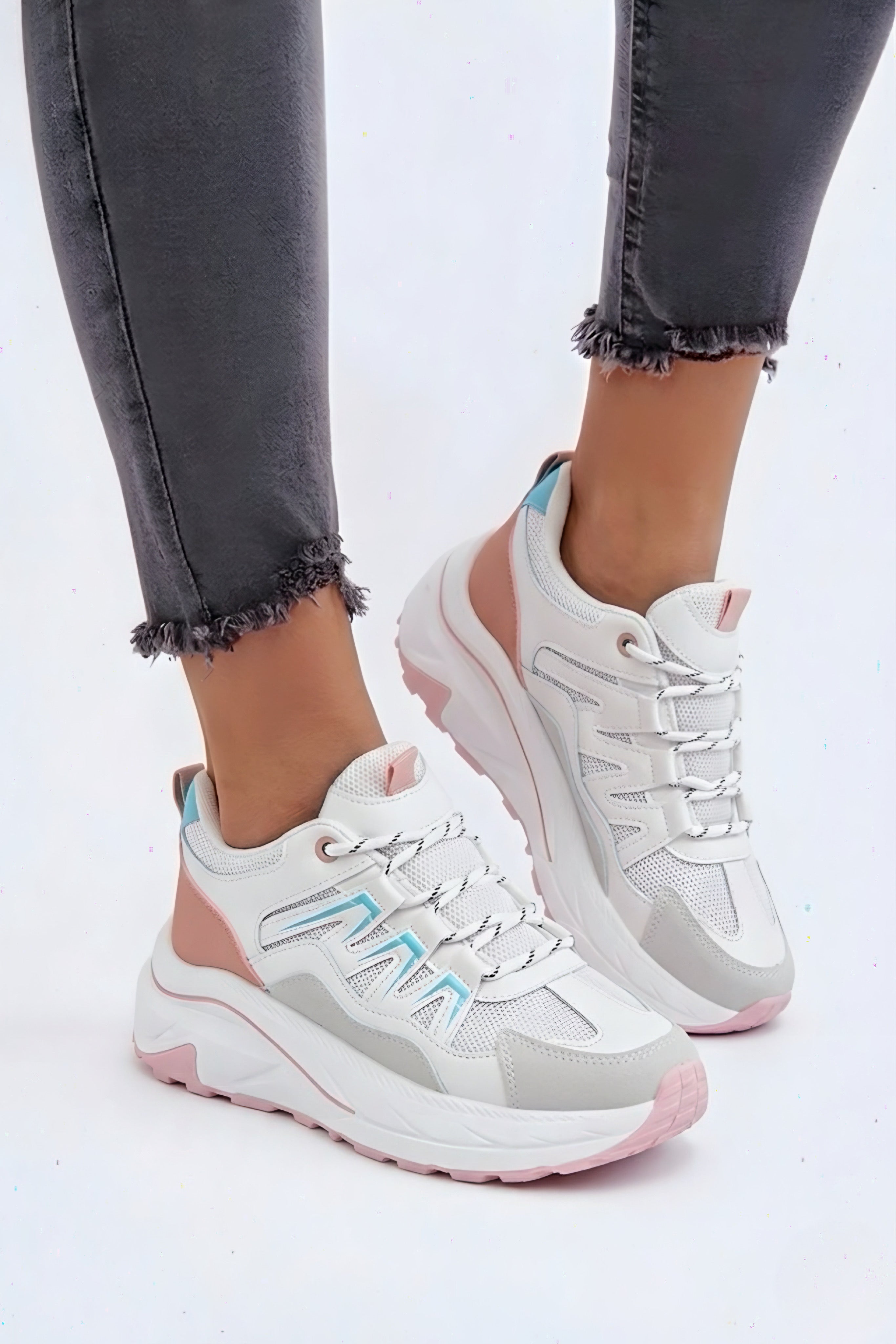 Adidași damă albi cu talpă groasă Kyro