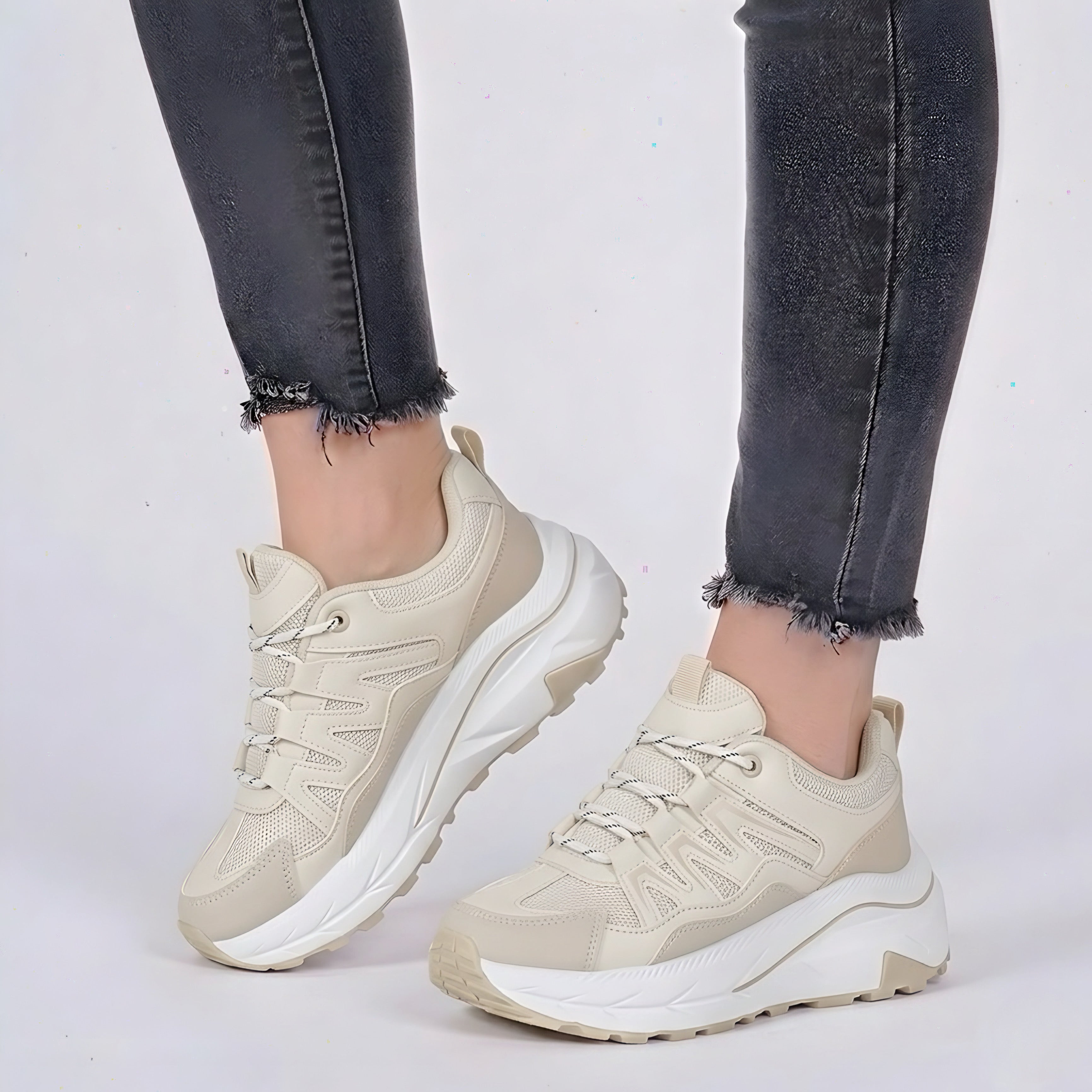 Adidași damă crem cu talpă groasă Kyro