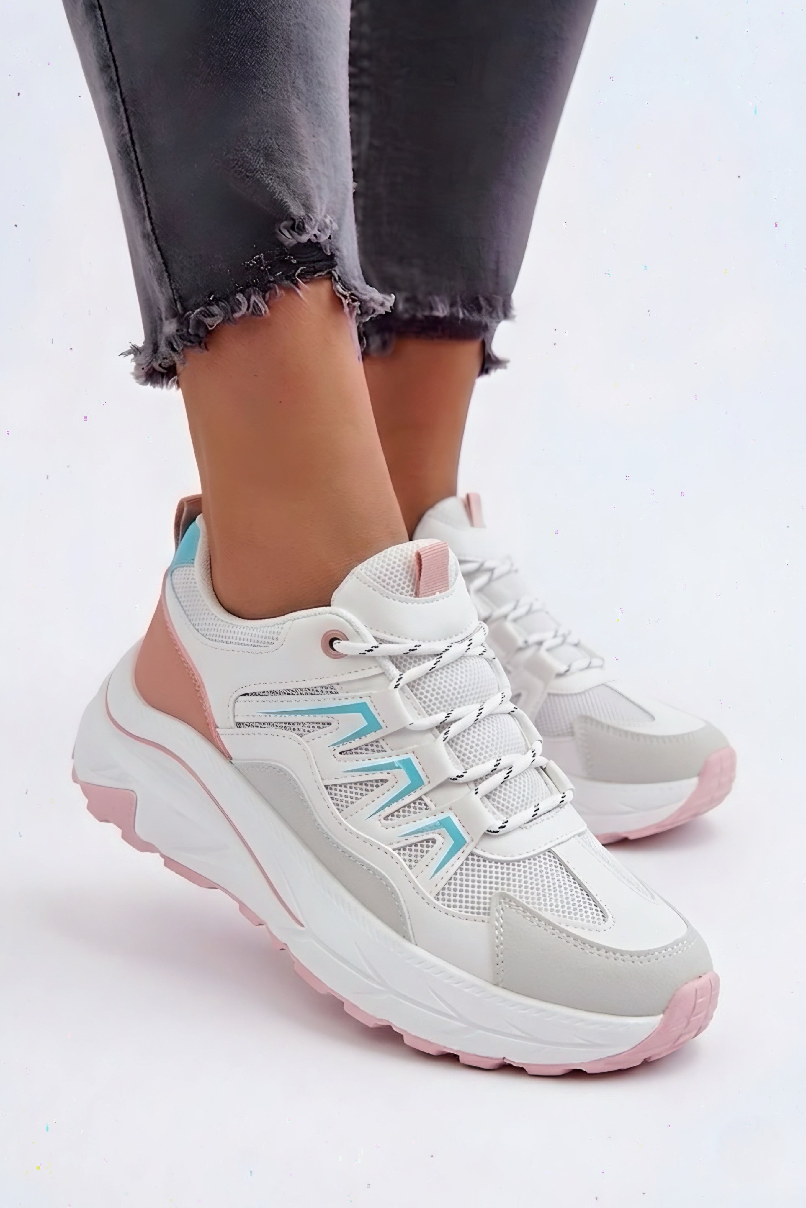 Adidași damă albi cu talpă groasă Kyro