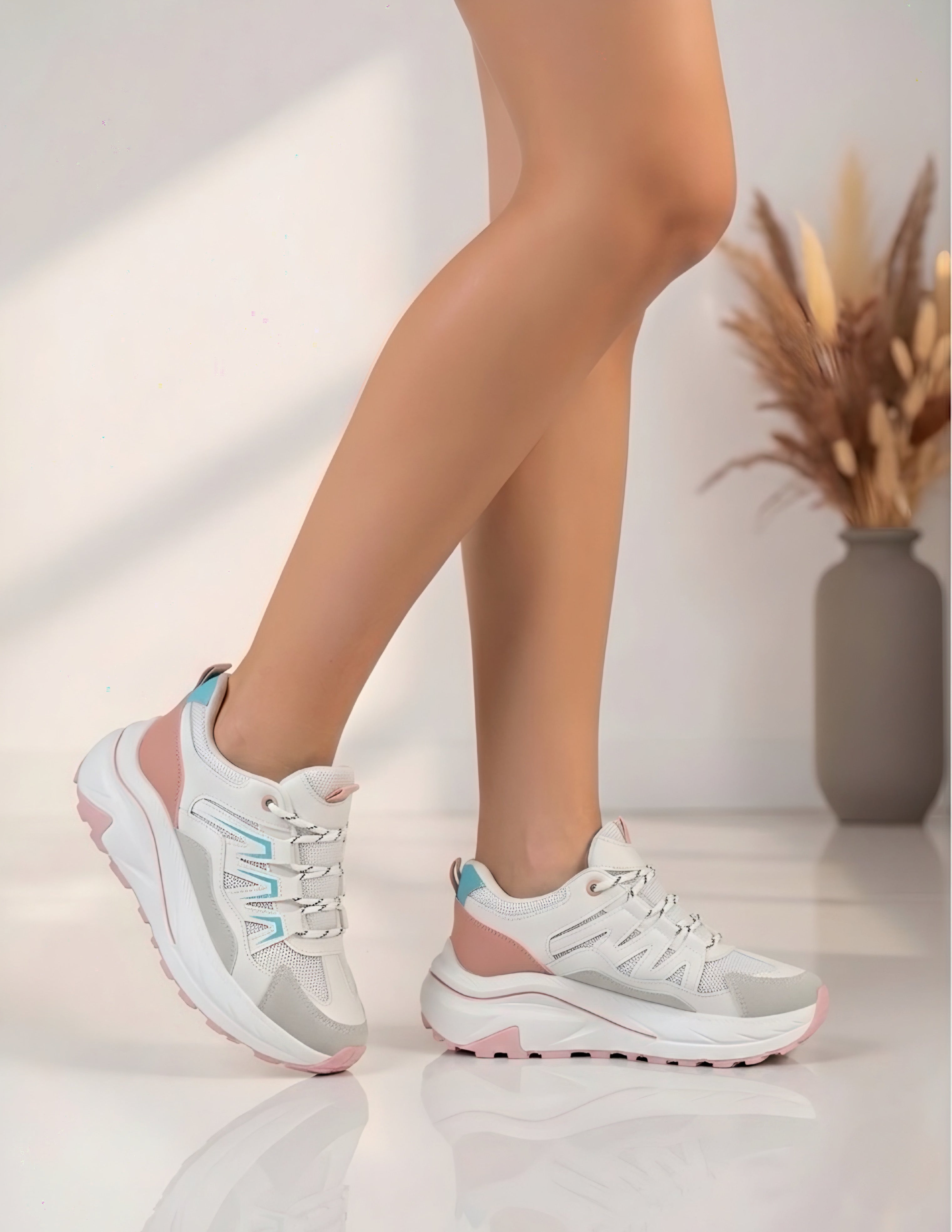 Adidași damă albi cu talpă groasă Kyro