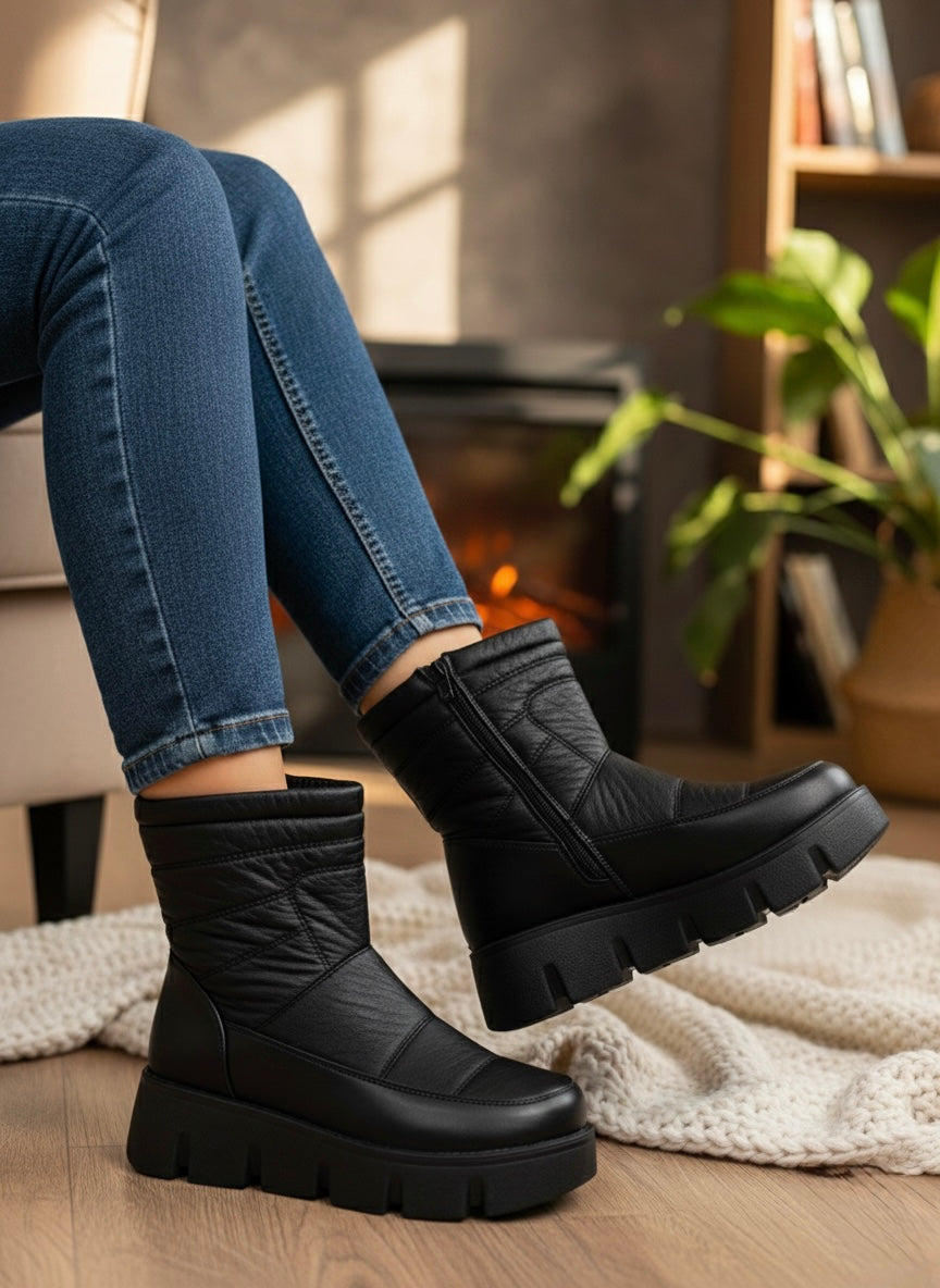 Ghete Dama Negre din Piele - Bold