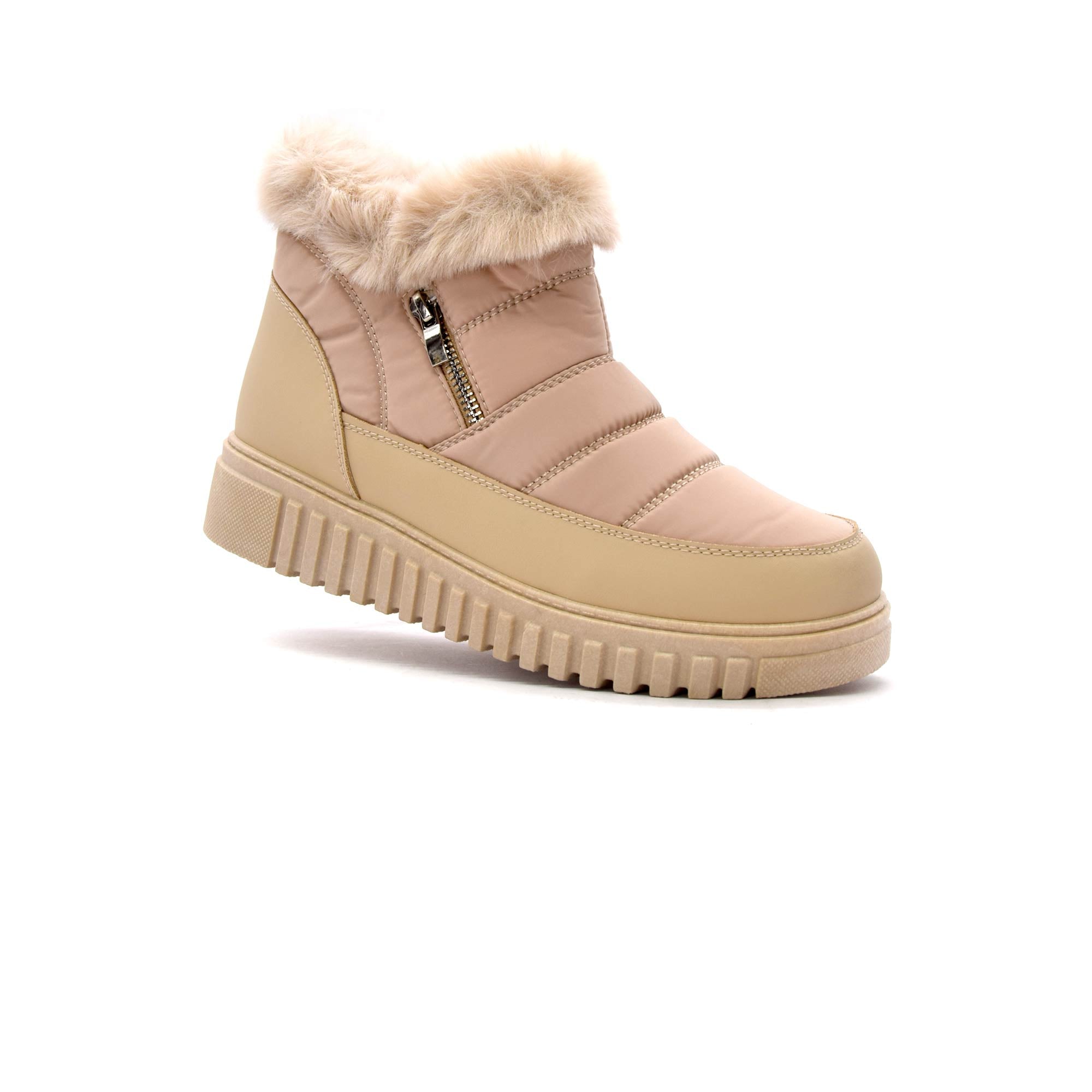 Ghete de iarnă damă bej cu blană CozyStep
