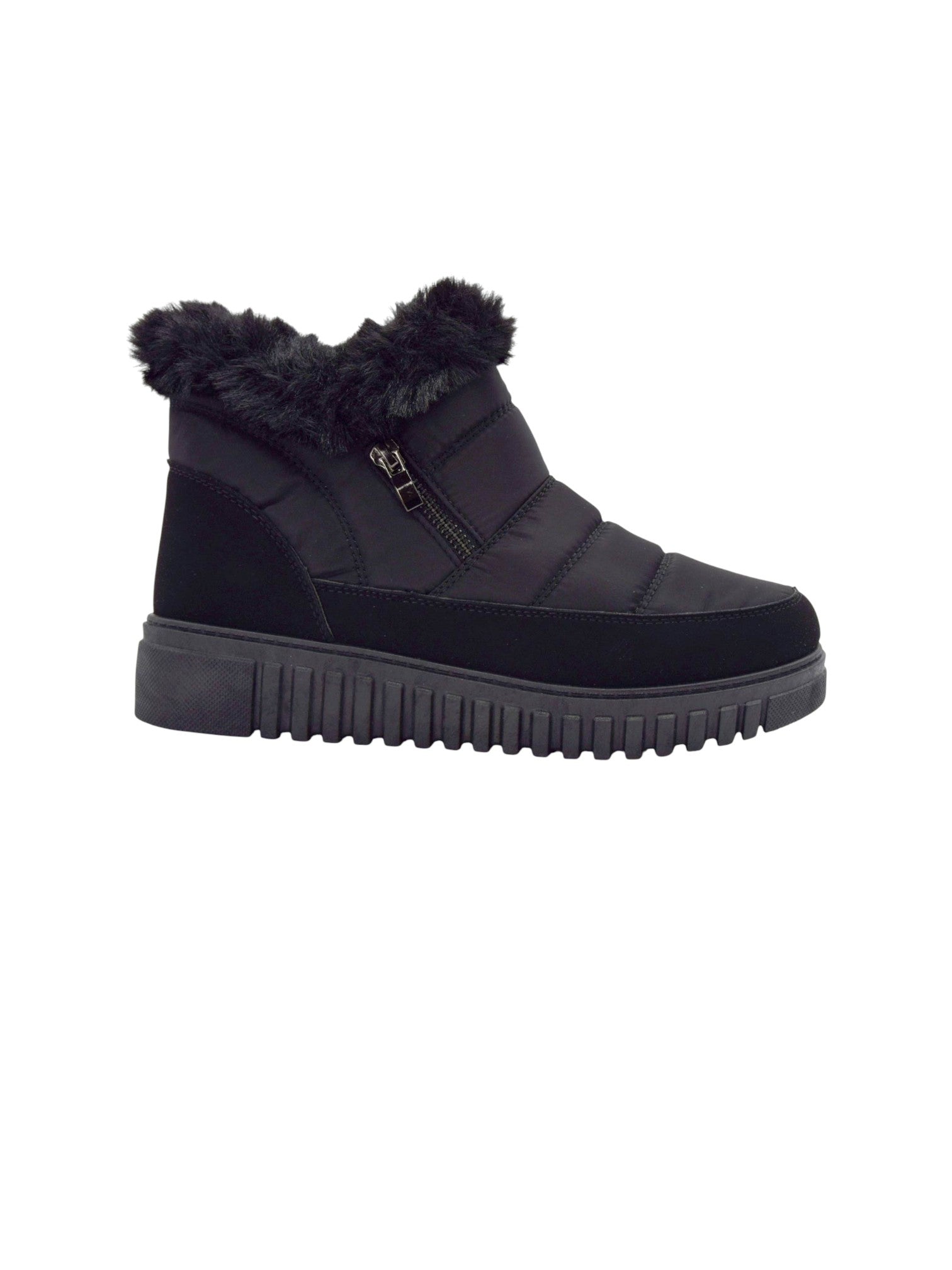 Ghete de iarnă damă negre cu blană CozyStep
