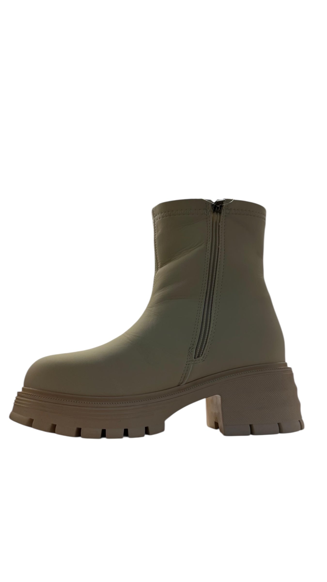 Ghete crem casual cu fermoar lateral Diva