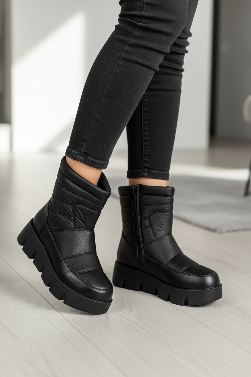 Ghete Dama Negre din Piele - Bold