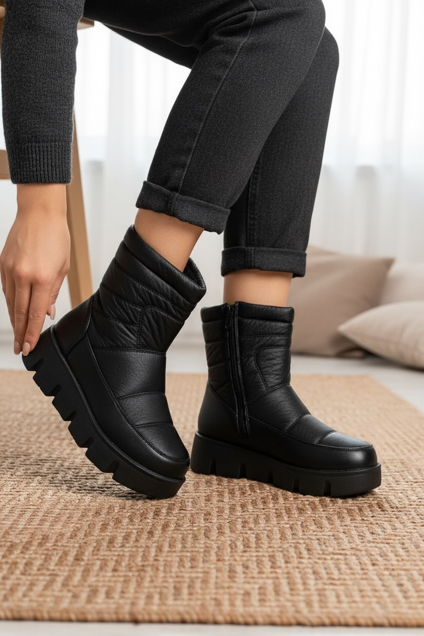 Ghete Dama Negre din Piele - Bold